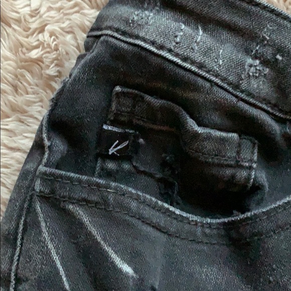 Black Distressed Kancan Jean Shorts - Picture 4 of 7